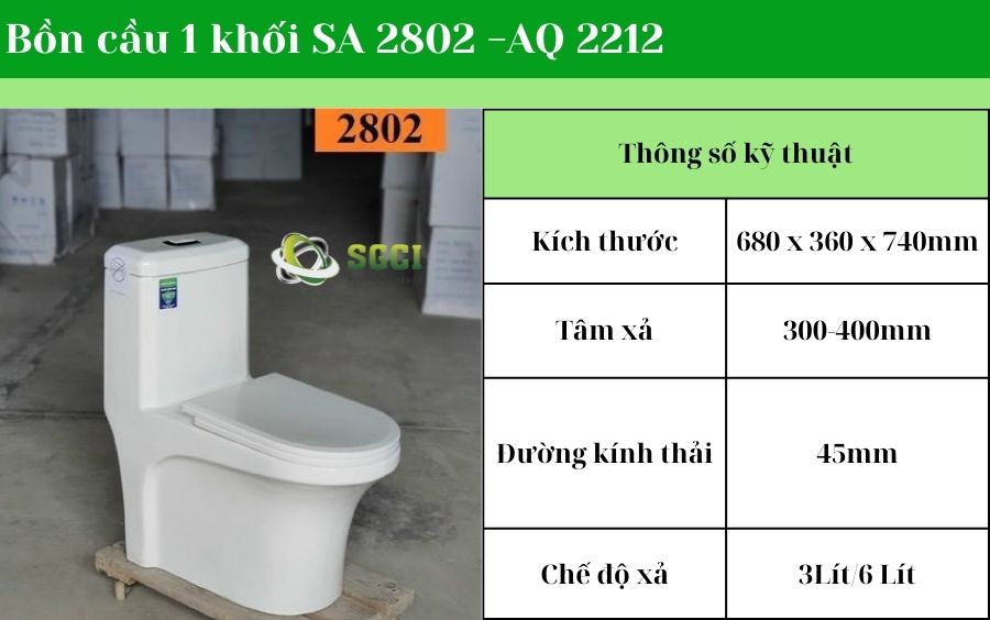 Bồn cầu 1 khối giá dưới 2 triệu